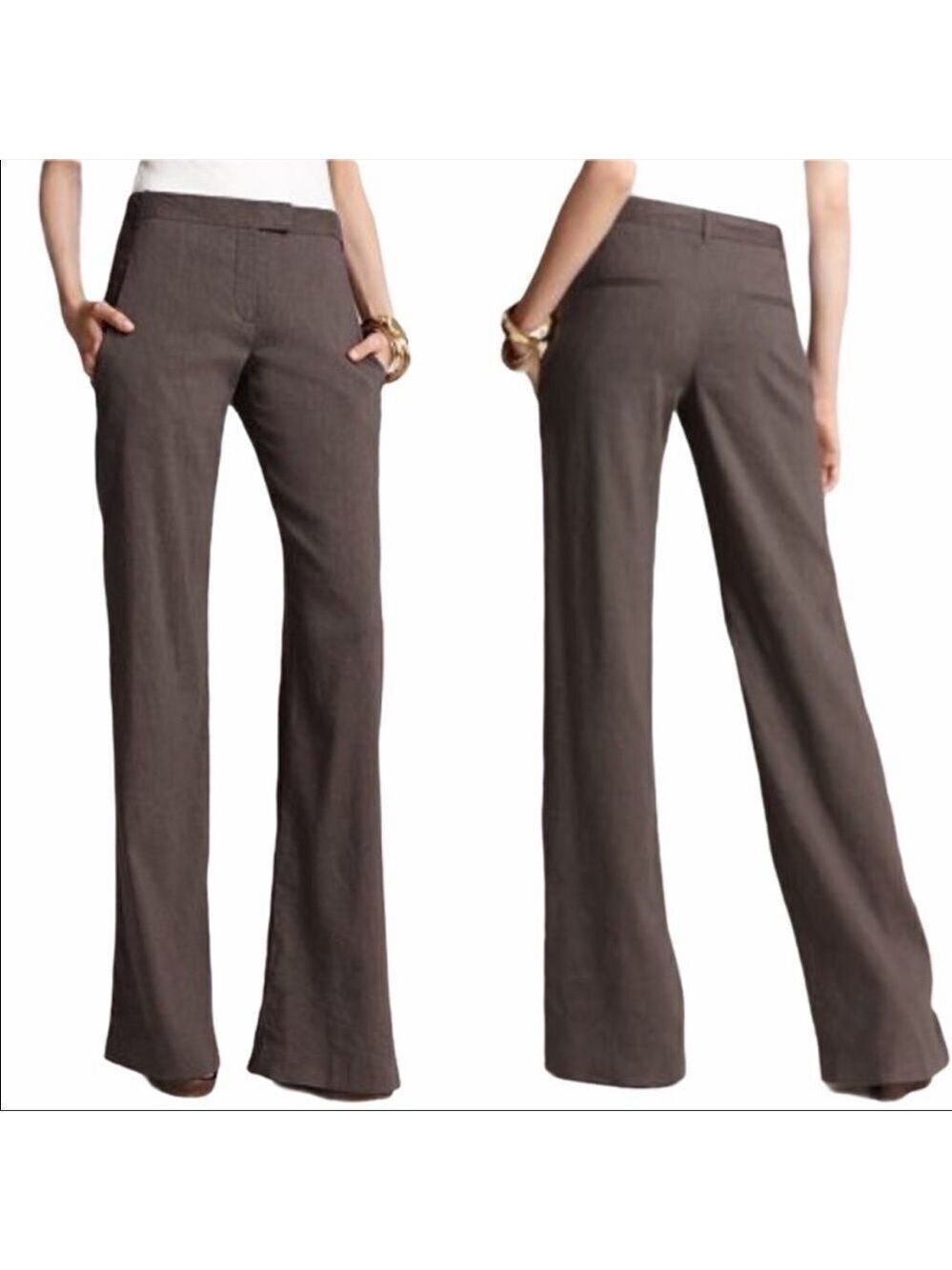 THEORY Emery Crunch Linen Wide Leg Pants 0